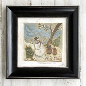 Kolene E. Spicher November Winter Christmas Folk Art Snowman Signed 58/900